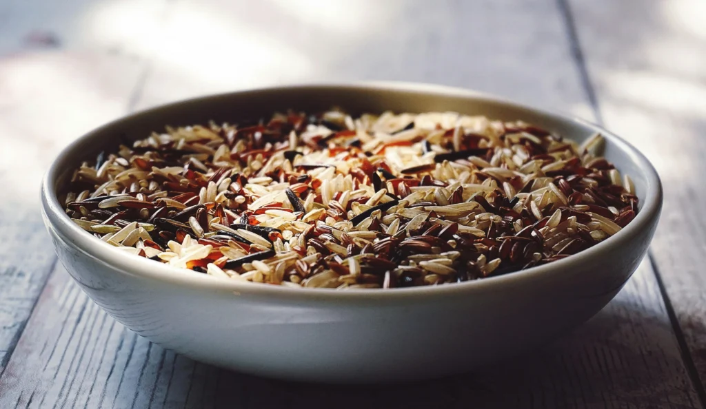 Glass of rice water prepared for weight loss