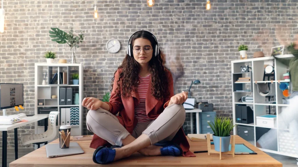 professional-practicing-office-mindfulness-exercises-at-desk